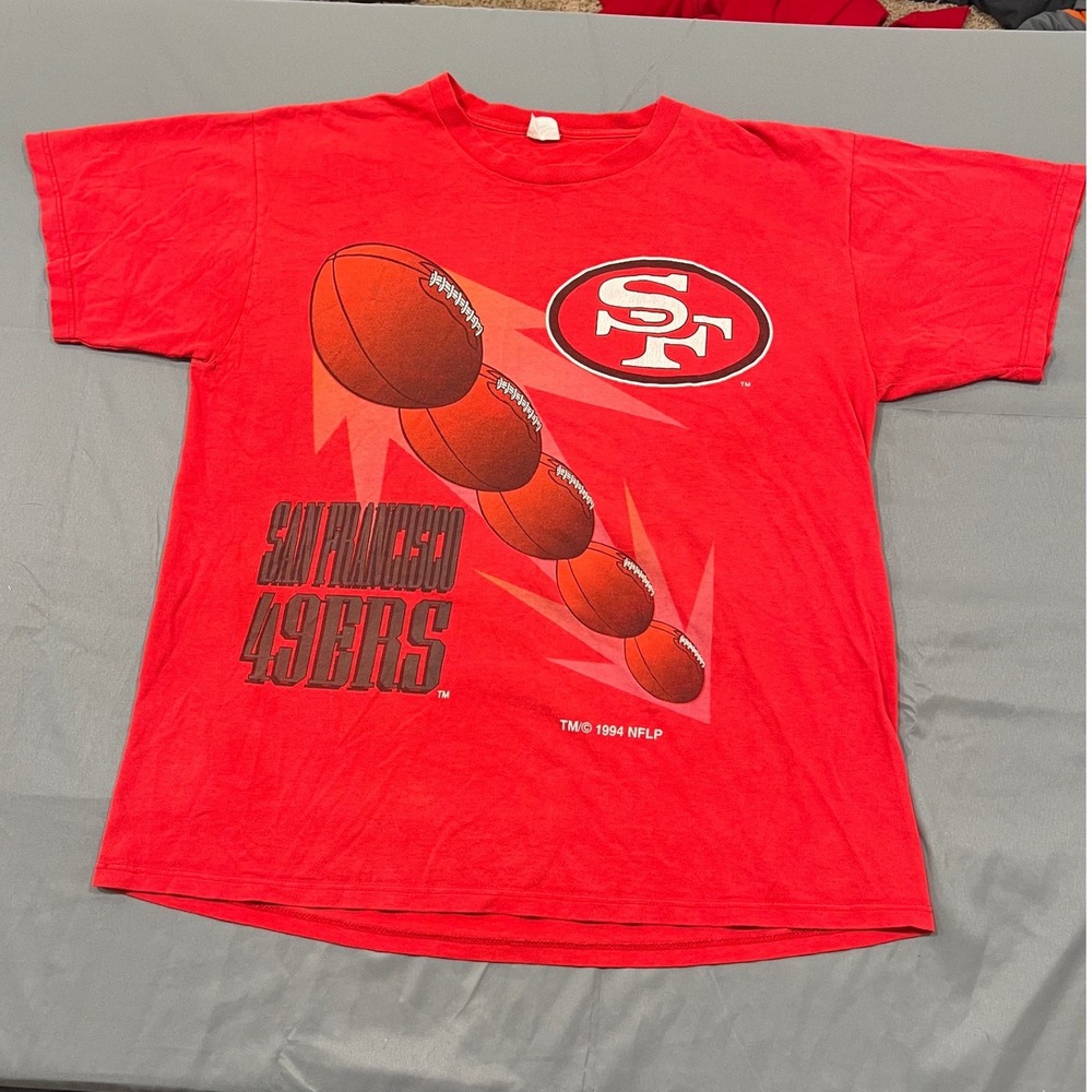 Vintage 1994 San Francisco 49ers T Shirt XL Red Single Stitch NFL Football SF